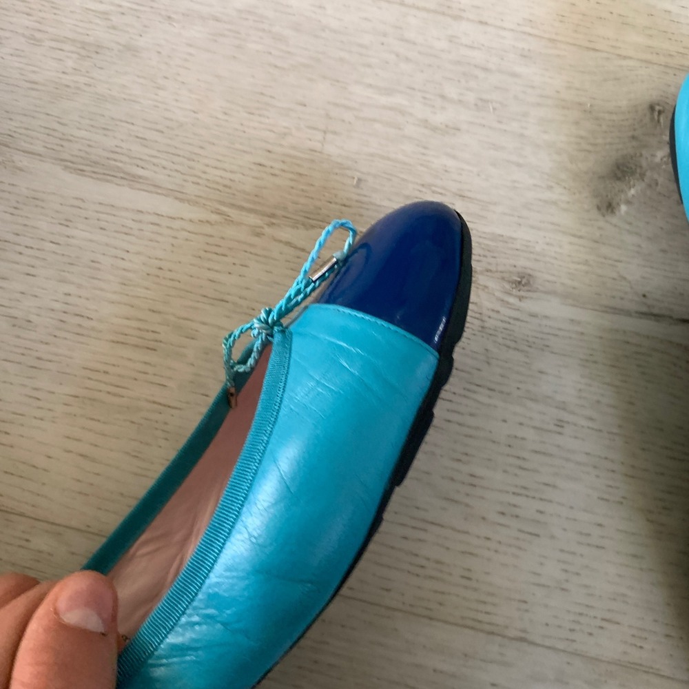 Paul Mayer Attitudes Turquoise Navy Blue Leather Ballet Flats Spain Size 10.5‎ B - Picture 9 of 10